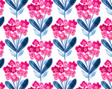 Bright Birds Digital - Floral White from 3 Wishes Fabric
