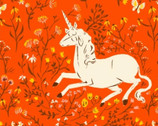 Heather Ross 20th Anniversary - Unicorn Meadow Orange from Windham Fabrics