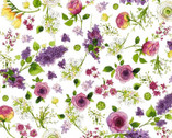 Radiance - Spring Floral White by Sue Zipkin from Clothworks Fabric
