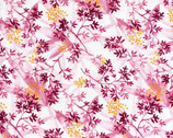 Rejuvenation - Delicate Leaves Rosette Pink from Maywood Studio Fabric