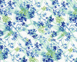 Rejuvenation - Delicate Leaves Teal from Maywood Studio Fabric
