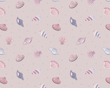 Small Things By The Sea - Seashells Warm Light Lilac from Lewis and Irene Fabric