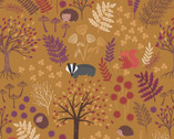 Under The Oak Tree - Forest Animals Dark Acorn from Lewis and Irene Fabric