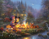 Disney Dreams - Sweetheart Campfire Mickey Minnie Pluto PANEL 35 Inches from Four Seasons Fabric