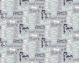 Poochie McGruff FLANNEL - Words Grey from 3 Wishes Fabric