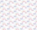 Unicorn Utopia - Rainbows White Glitter from 3 Wishes Fabric