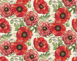 Poppies and Papillions - Poppies Alone Cream by Tom Coffey from Springs Creative Fabric