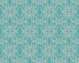 Poppies and Papillions - Damask Medallion Teal Aqua by Tom Coffey from Springs Creative Fabric