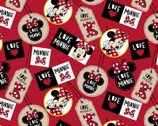 Mickey and Minnie Mouse - FLEECE Gift Tags Red from Springs Creative Fabric