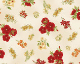 Under the Australian Sun Metallic - Red Floral Toss Cream from The Textile Pantry