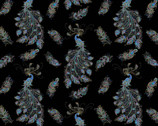 Peacock Flourish - Flourish Allover Black Metallic by Ann Lauer from Benartex Fabrics