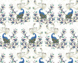 Peacock Flourish - Flourish Allover White Metallic by Ann Lauer from Benartex Fabrics