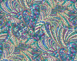 Peacock Flourish - Opulence Metallic Jewel Tones Light from Benartex Fabrics