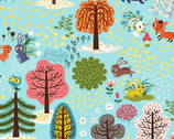 Forest Babes - Animal Toile Blue from Clothworks Fabric
