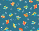 Outer Space - Scatter Martians Blue from Makower UK  Fabric