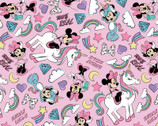 Minnie Mouse FLANNEL - Minnie Unicorn Toss Pink from Camelot Fabrics