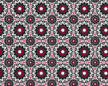 Bali Beauty - Balance Geometric Floral Black Red from David Textiles Fabrics
