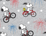 Peanuts - Snoopy and Woodstock Fireworks Grey from Springs Creative Fabric