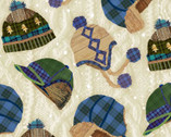 Pine Cone Lodge FLANNEL - Hats Blue from Henry Glass Fabric