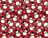 A Jingle Bell Christmas - Crossroads Snowman Red from Benartex Fabrics