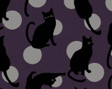 Japanese Style Cats DOBBY - Cats Circles Purple from Cosmo Fabric