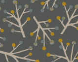 Scandinavian Woods OXFORD - Berry Branches Trees Grey from Cosmo Fabric