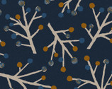 Scandinavian Woods OXFORD - Berry Branches Trees Dark from Cosmo Fabric