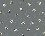 Bumble Bee - Bees Dark Grey from Andover Fabrics