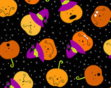 A Spooky Good Time - Pumpkin Tossed Stars Black from Andover Fabrics