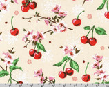 Wishwell Cheery Blossom - Cherries Blossoms Natural from Robert Kaufman Fabric