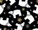 Peace on Earth GLITTER - Polar Bear Black from 3 Wishes Fabric