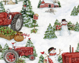 Christmas Red Farm Tractors from Springs Creative Fabric