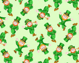 Pot of Gold - Small Tossed Leprechaun Green from Henry Glass Fabric