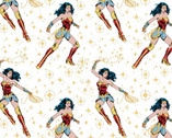 Wonder Woman ’84 - Wonder Woman Stars White from Camelot Fabrics