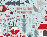 Little Red - Sayings Blue from Clothworks Fabric