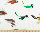 Western Birds Poplin - Main White by Charley Harper from Birch Fabrics