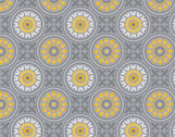 Emma and Mila - Mosaic Gray Yellow on Gray from Camelot Fabrics