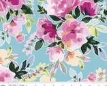 Lucy June - Floral Main Aqua by Lila Tueller from Riley Blake Fabric