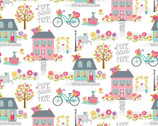At Home - Neighborhood All Over White by  Cherry Guidry from Contempo Fabric