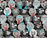 All You Knit Is Love - Wooly Friends Sheep Black from Kanvas Studio Fabric