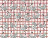 Farm Fresh -  Roost Roosters  Chicken Gingham Red by Jessica Flick from Benartex Fabrics