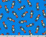 A Little Dr. Seuss - Cat In The Hat Dots Blue by Dr. Seuss from Robert Kaufman Fabrics