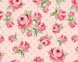 Dots and Posies - Prize Roses Dots Blush Pink from Poppie Cotton Fabric
