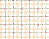 Dots and Posies - Cross Cross Checkered Floral Vine White from Poppie Cotton Fabric