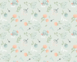 Woodland Songbirds - Woodland  Floral Light Blue by Sheri McCulley from Poppie Cotton Fabric