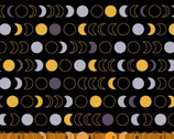 Orbit - Moon Phases Black Metallic by Whistler Studios from Windham Fabrics