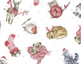 Warm Wishes - Tossed Animals White by Hannah Dale from Maywood Studio Fabric