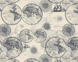 Home and Faith - Ocean Maps Cream from David Textiles Fabrics