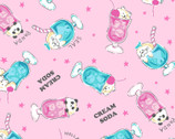 Variety Animals - Animal in Cups Pink from Cosmo Fabric
