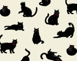 Blackboard Art - Cats Black on Cream from Cosmo Fabric